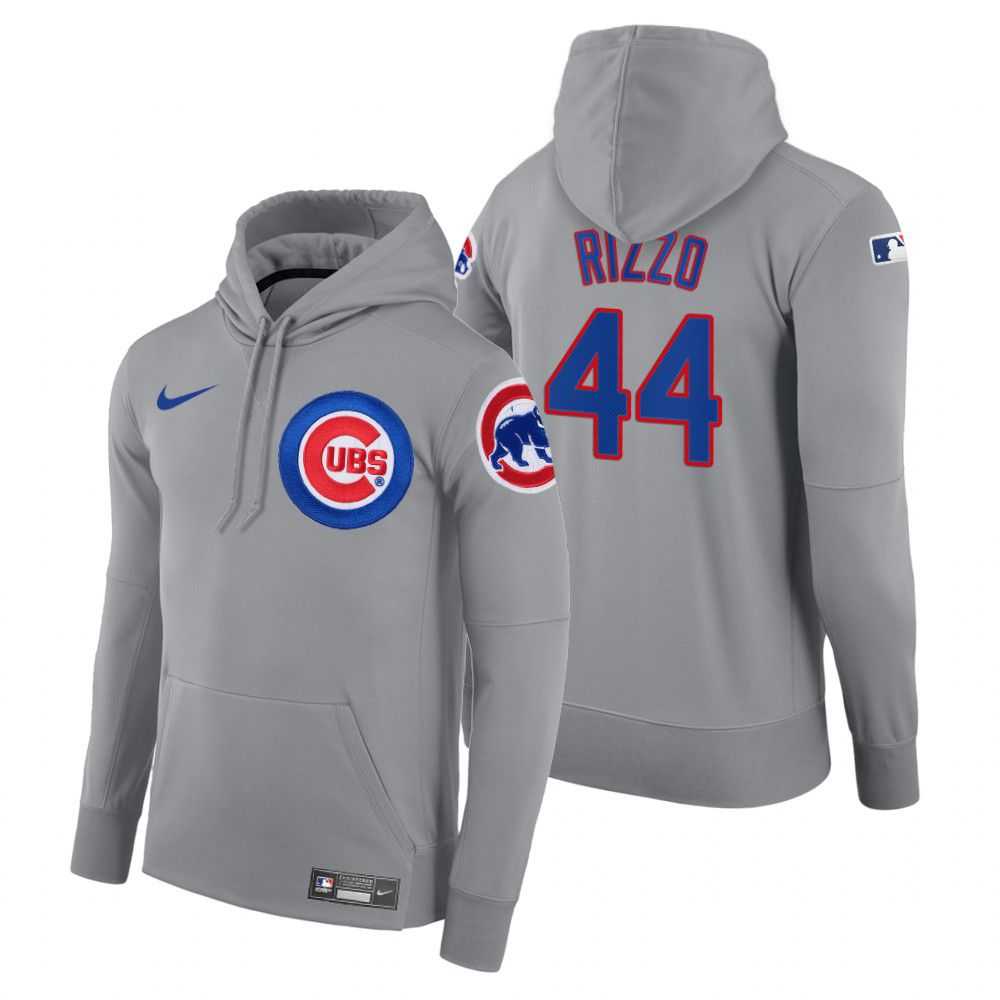 Men Chicago Cubs 44 Rizzo gray road hoodie 2021 MLB Nike Jerseys